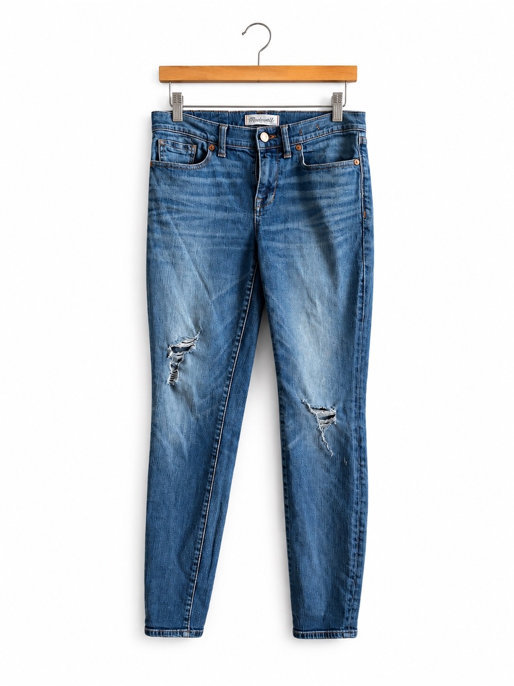 Madewell Skinny Skinny Distressed Jeans Size 28 Light Wash Stretch Denim